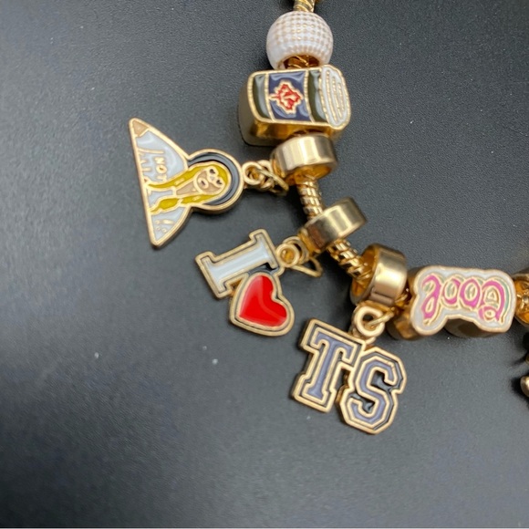 Gold Bracelet with Colorful Taylor Swift Slide Charms - Picture 3 of 6